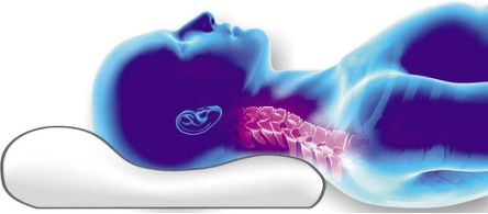 Platzierung der Wirbelsäule auf einem orthopädischen Kissen